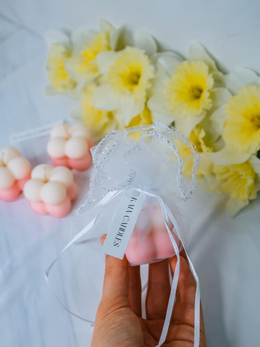 Marturii Nunta lumanare Bubble- saculet & eticheta - imagine 3